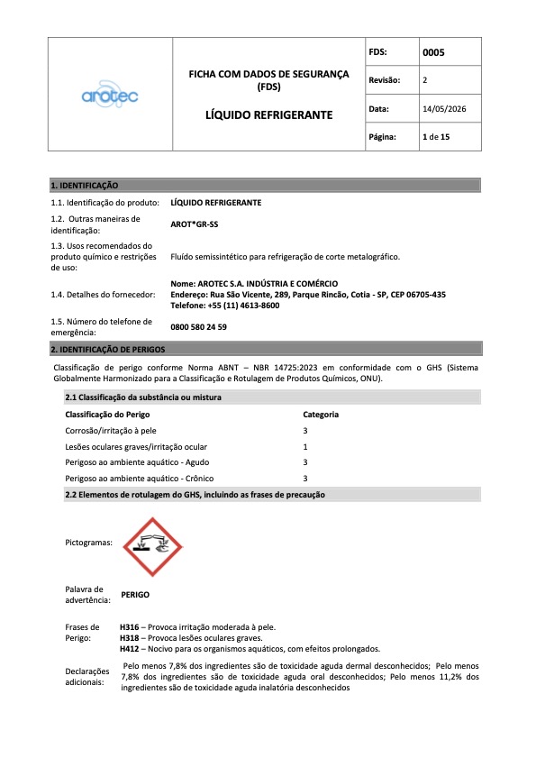 LÍQUIDO REFRIGERANTE - FDS - 0005 rev2